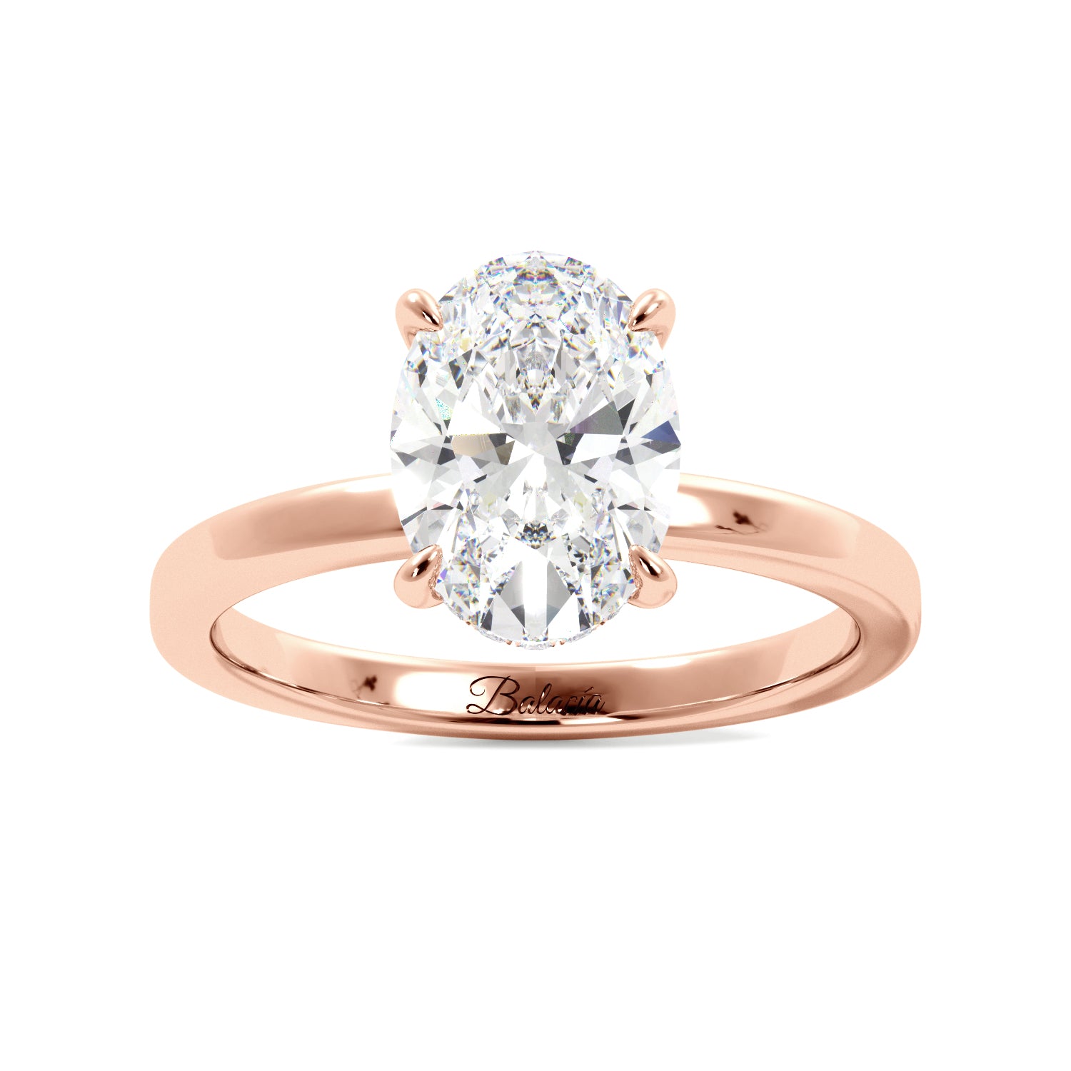 Oval Hidden Halo Solitaire Engagement Ring