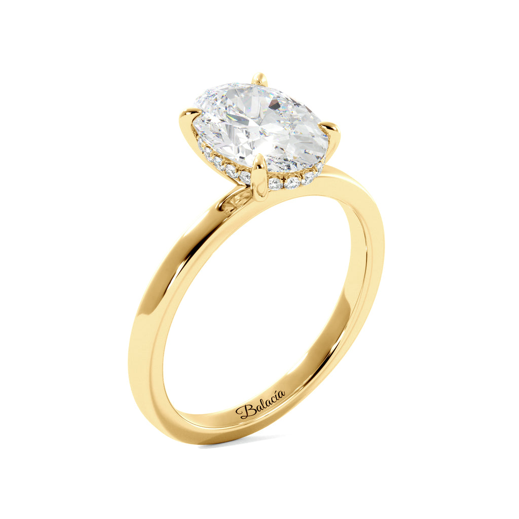 Oval Hidden Halo Solitaire Engagement Ring