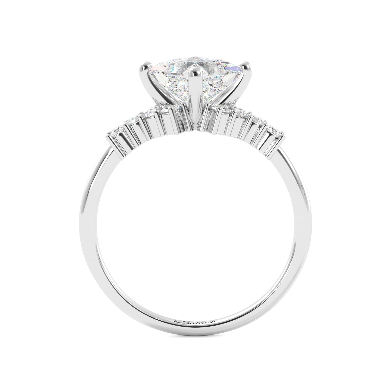 Princess Cut Cluster Sides Engagement Ring