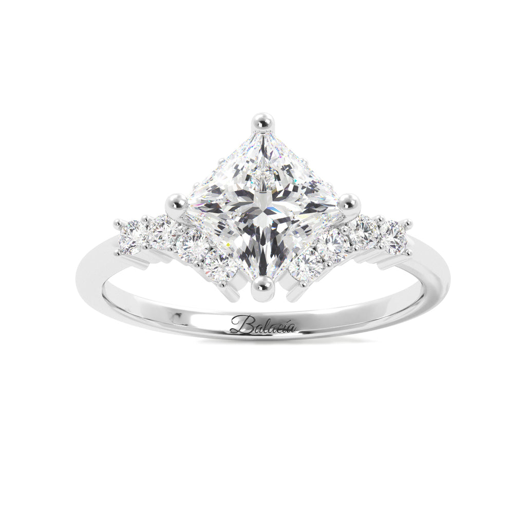 Princess Cut Cluster Sides Engagement Ring