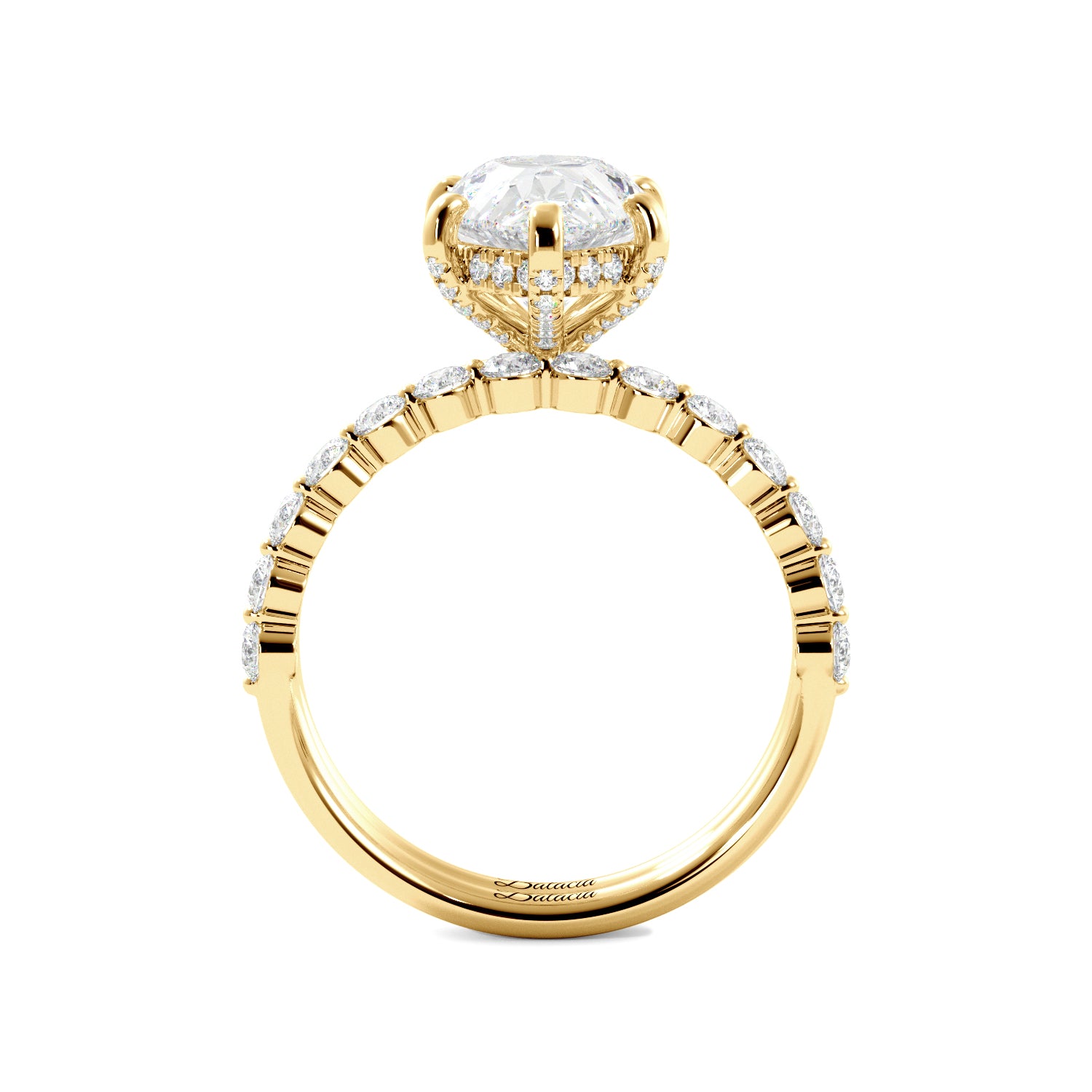 Pear Solitaire with Hidden Halo Engagement Ring Set