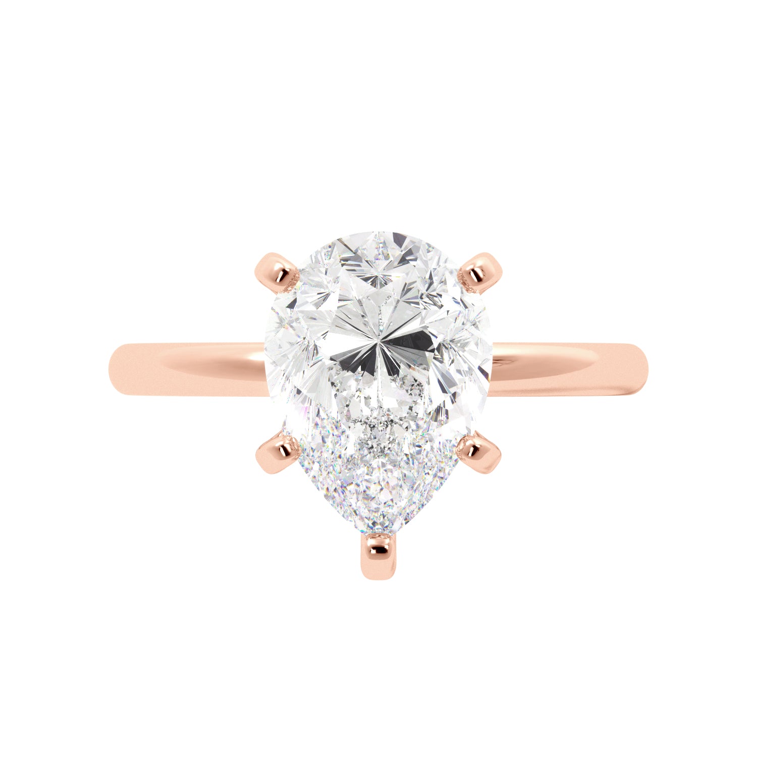 Pear Cut Solitaire Prong Studded with Hidden Halo Engagement Ring