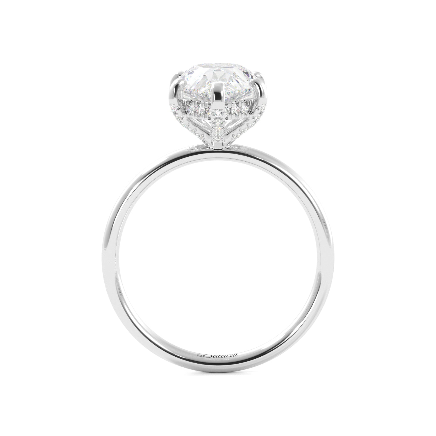 Pear Cut Solitaire Prong Studded with Hidden Halo Engagement Ring