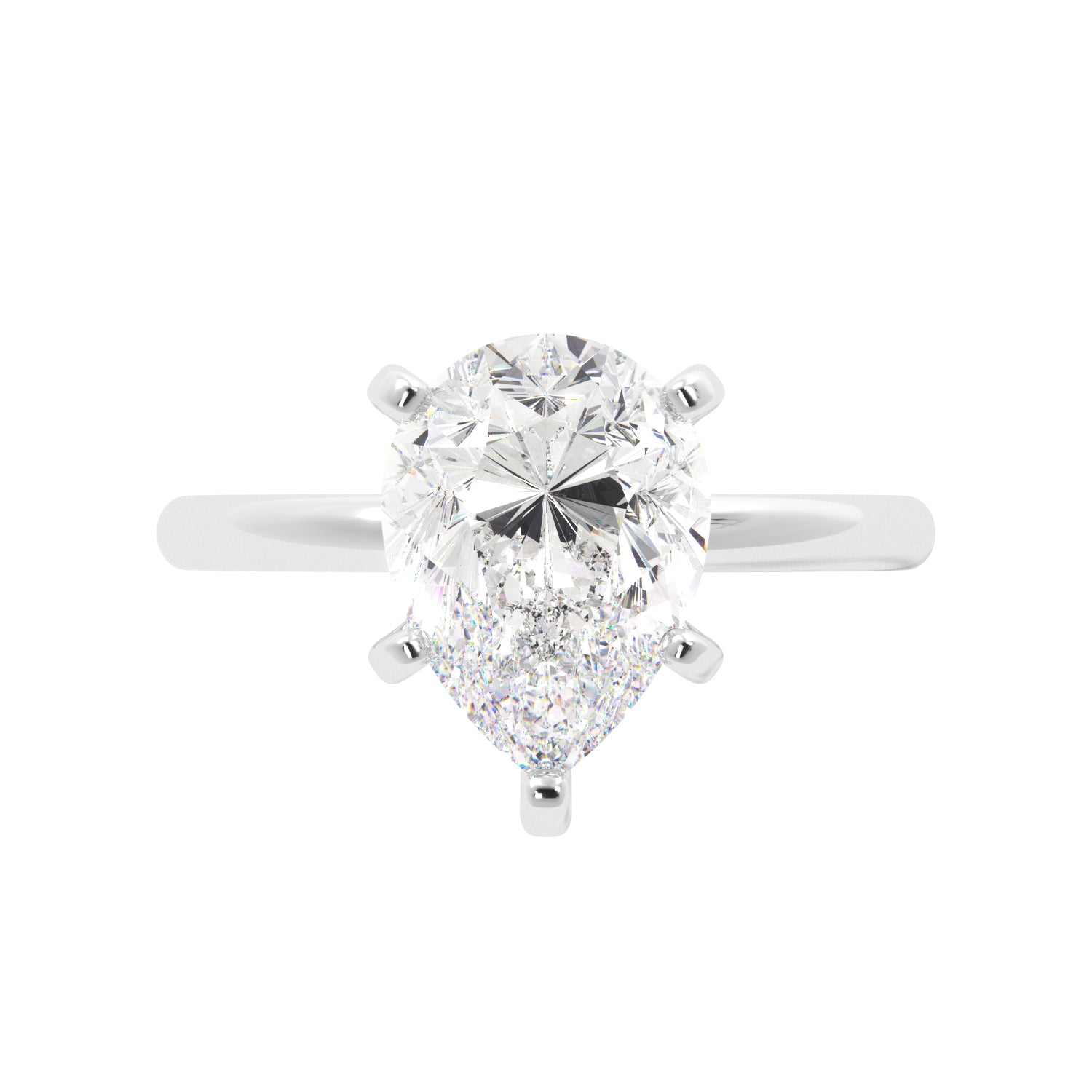 Pear Cut Solitaire Prong Studded with Hidden Halo Engagement Ring