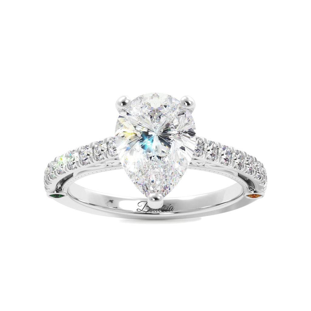 Pear Diamond 1/2 Eternity Engagement Ring