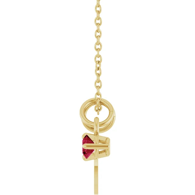 July Ruby Engravable Birthstone Necklace Side View