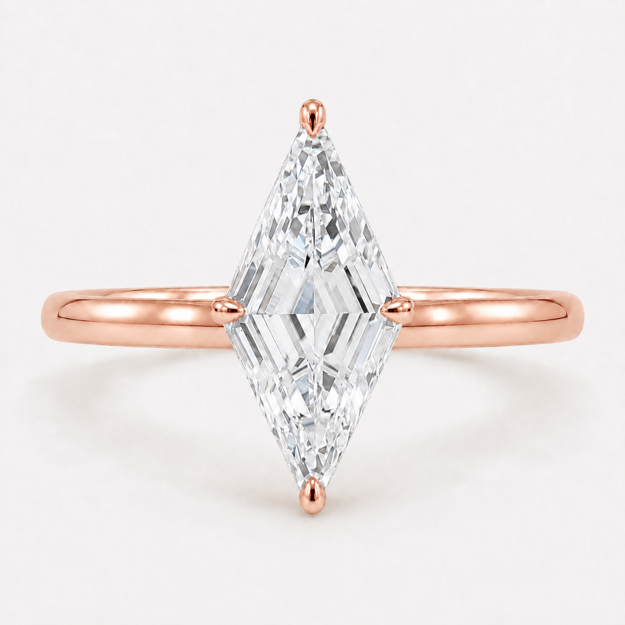 Lozenge Cut Diamond Solitaire Engagement Ring Rose Gold