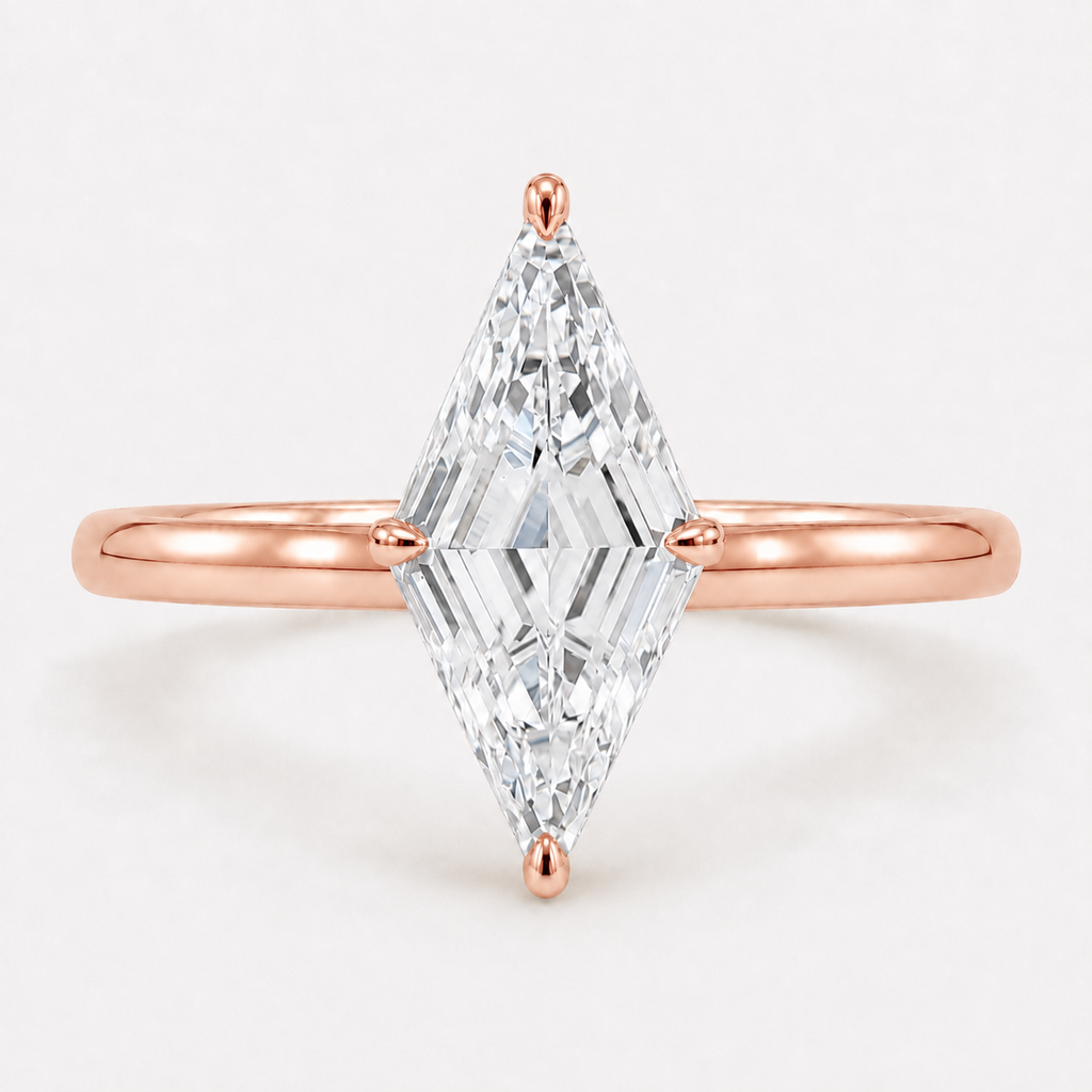 Lozenge Cut Diamond Solitaire Engagement Ring Rose Gold