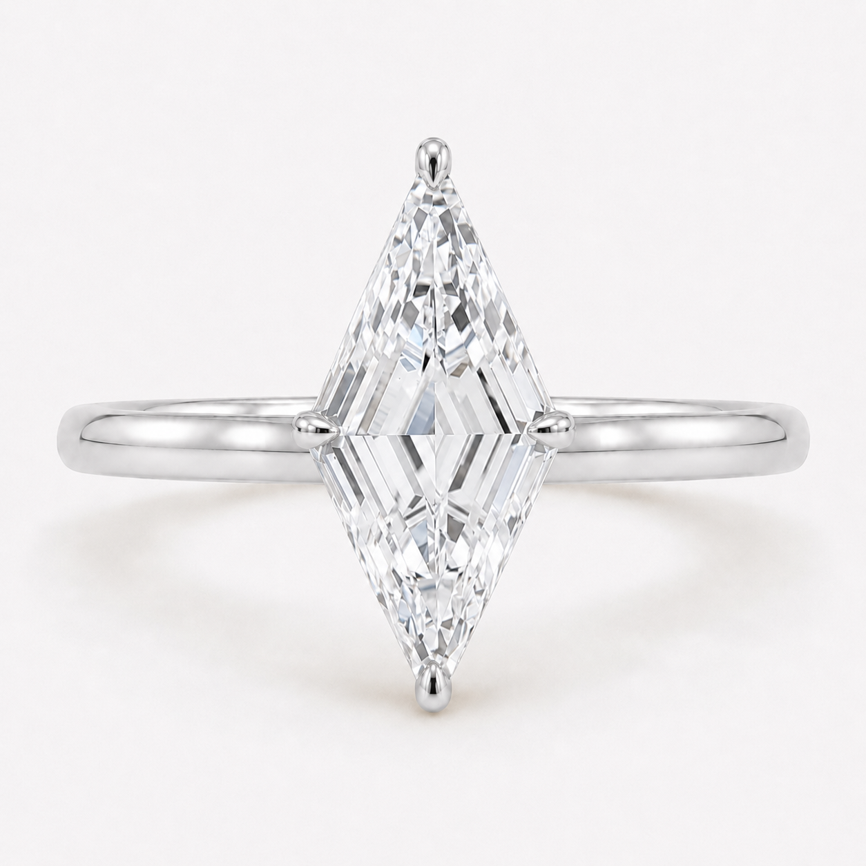 Lozenge Cut Diamond Solitaire Engagement Ring White Gold