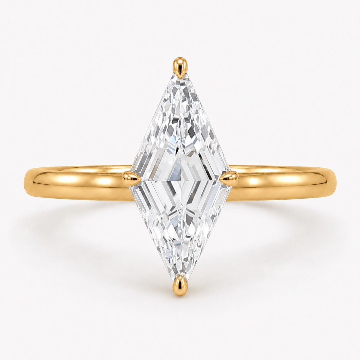Lozenge Cut Diamond Solitaire Engagement Ring Yellow Gold