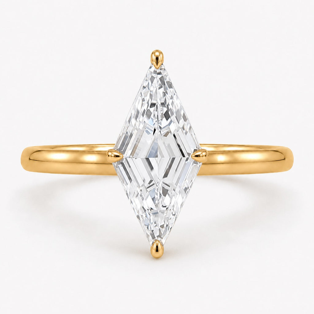 Lozenge Cut Diamond Solitaire Engagement Ring Yellow Gold