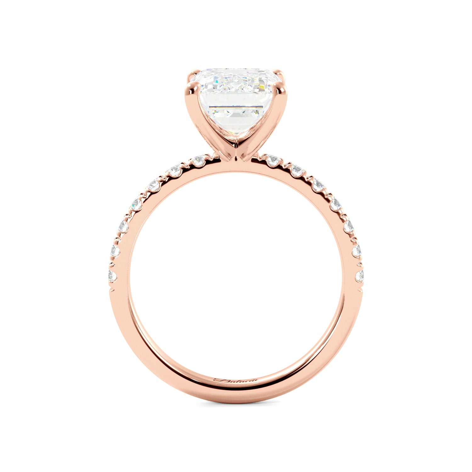 Emerald Cut Half Eternity Engagement Ring