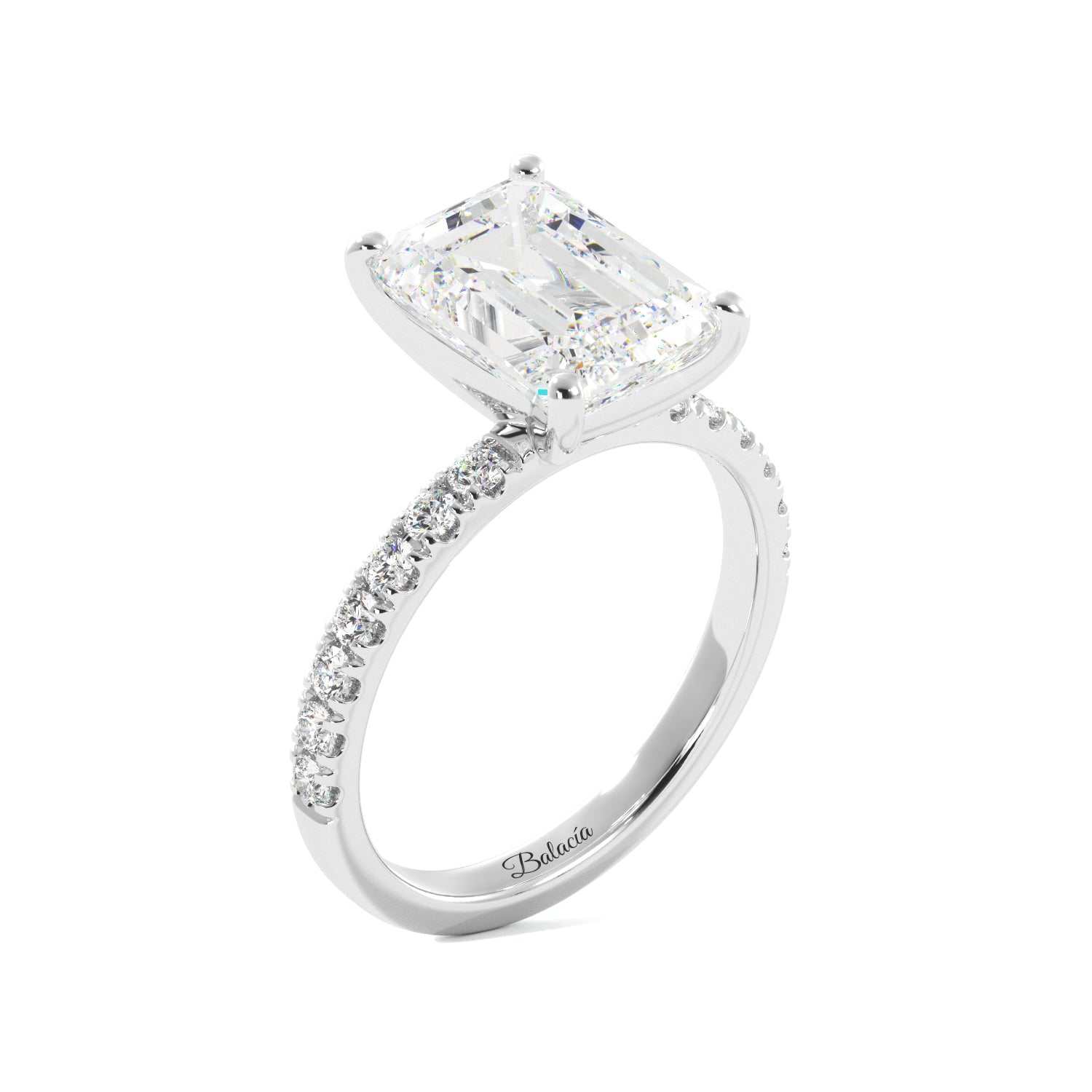 Emerald Cut Half Eternity Engagement Ring