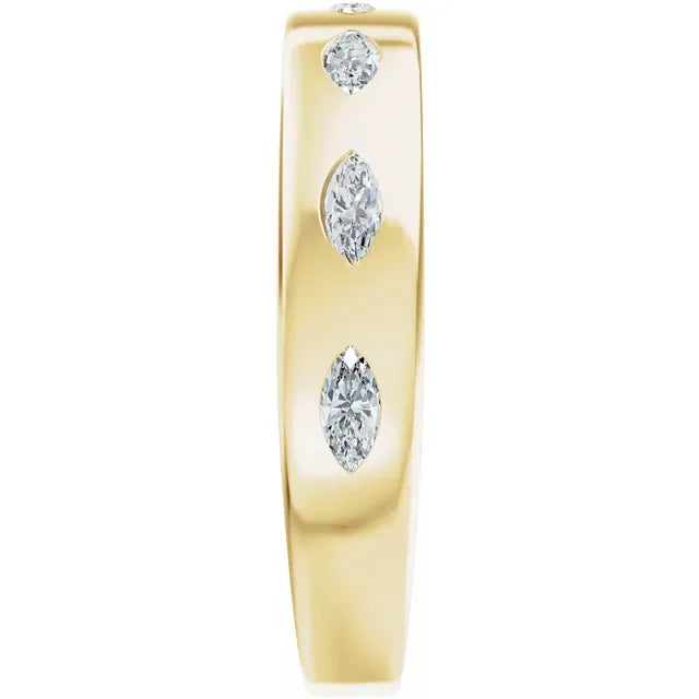 Marquise Diamond 14k Gold Cigar Band