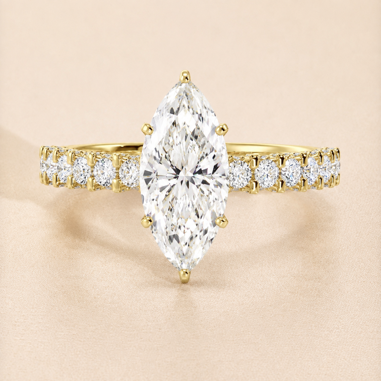 3 Carat Marquise Iced Out Diamond Engagement Ring gold