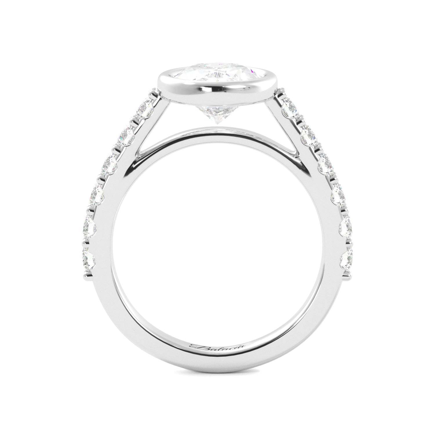 Oval Bezel Half Eternity Cathedral Engagement Ring