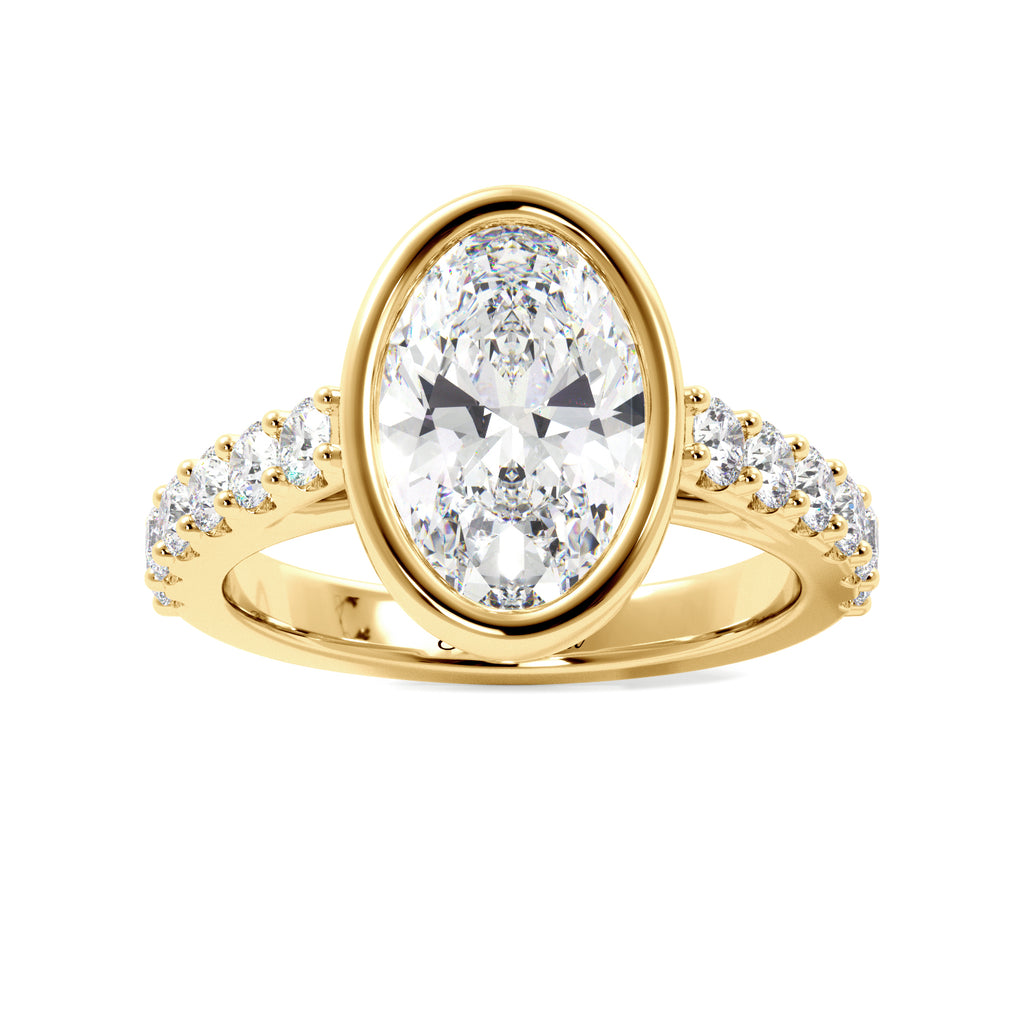 Oval Bezel Half Eternity Cathedral Engagement Ring