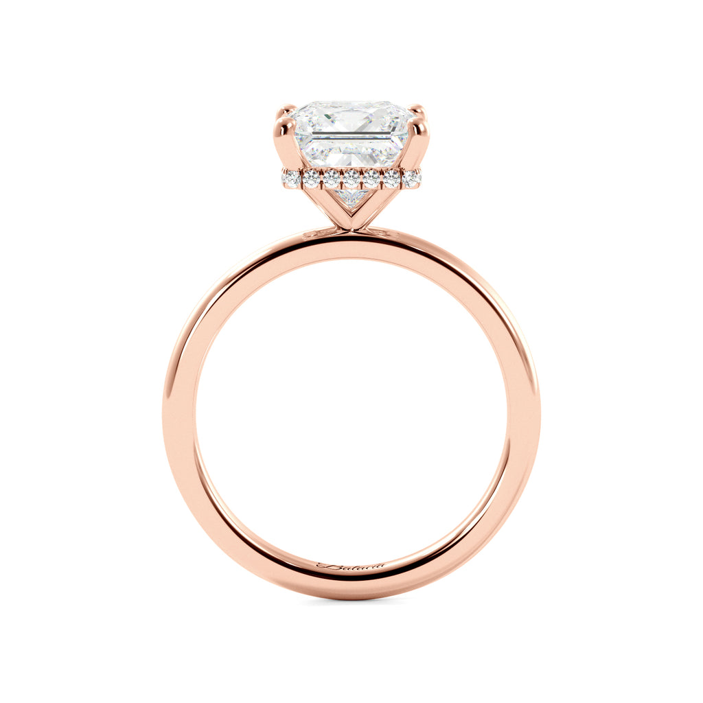 Princess Cut Solitaire with Hidden Halo Engagement Ring