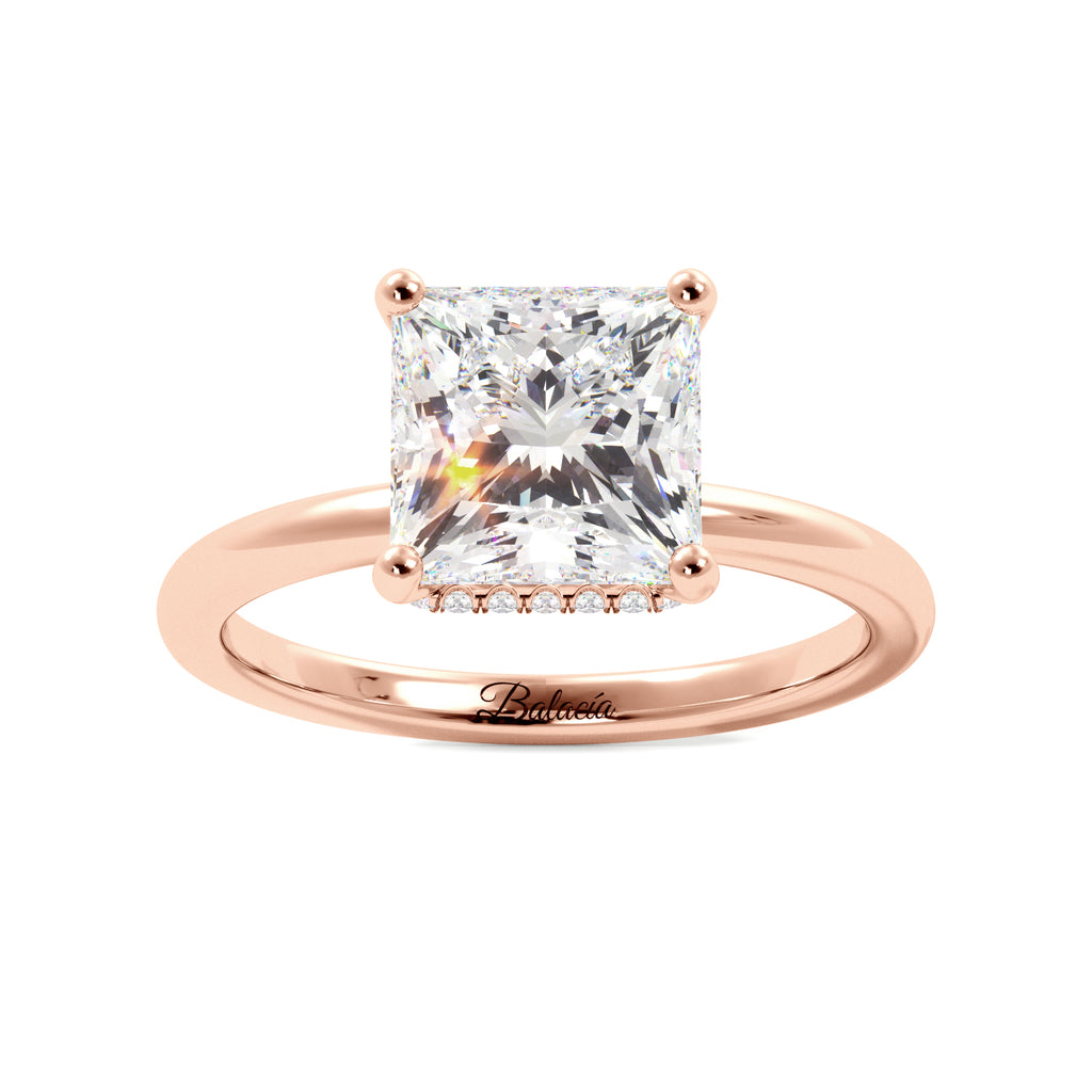 Princess Cut Solitaire with Hidden Halo Engagement Ring