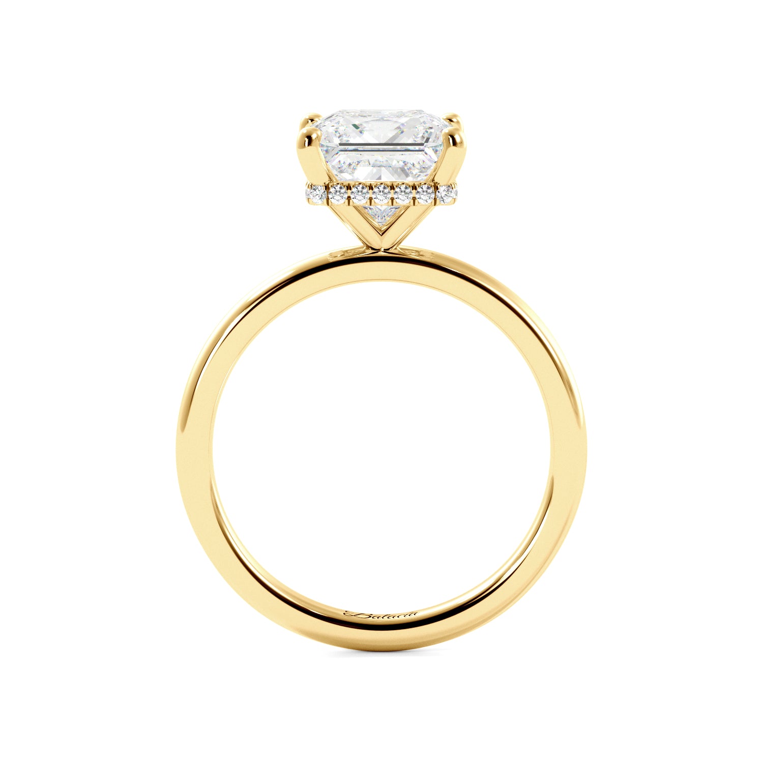 Princess Cut Solitaire with Hidden Halo Engagement Ring