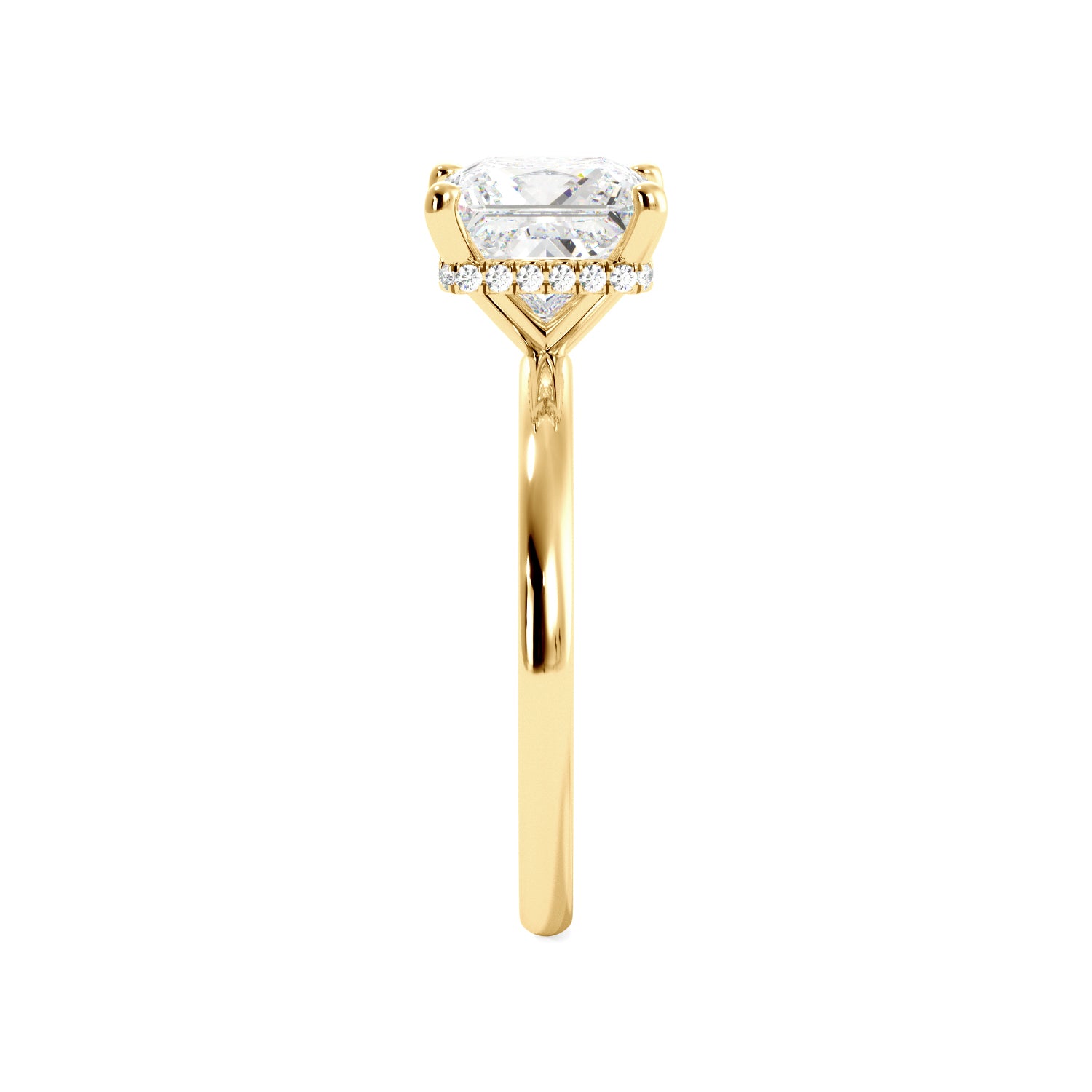 Princess Cut Solitaire with Hidden Halo Engagement Ring