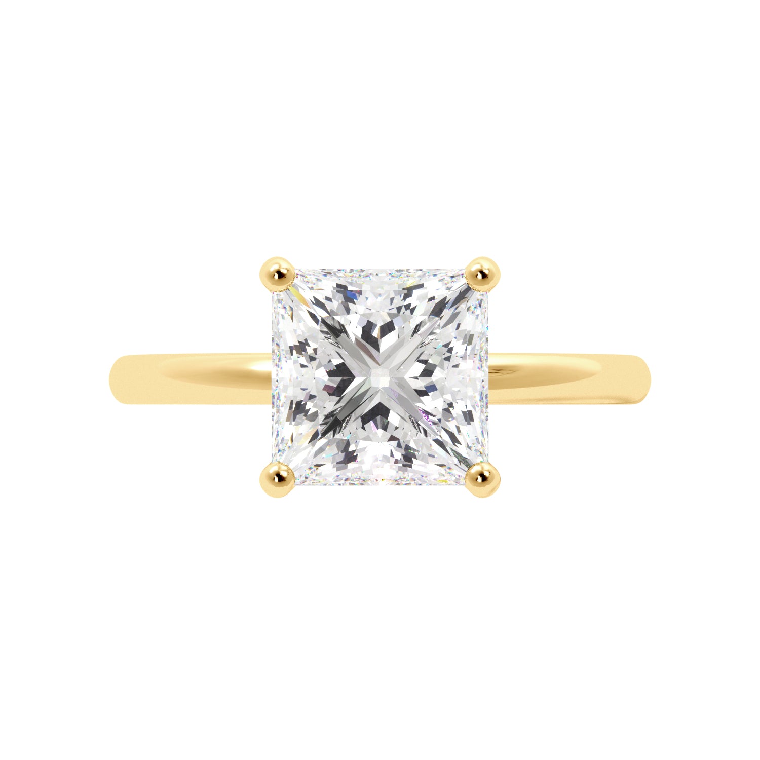 Princess Cut Solitaire with Hidden Halo Engagement Ring