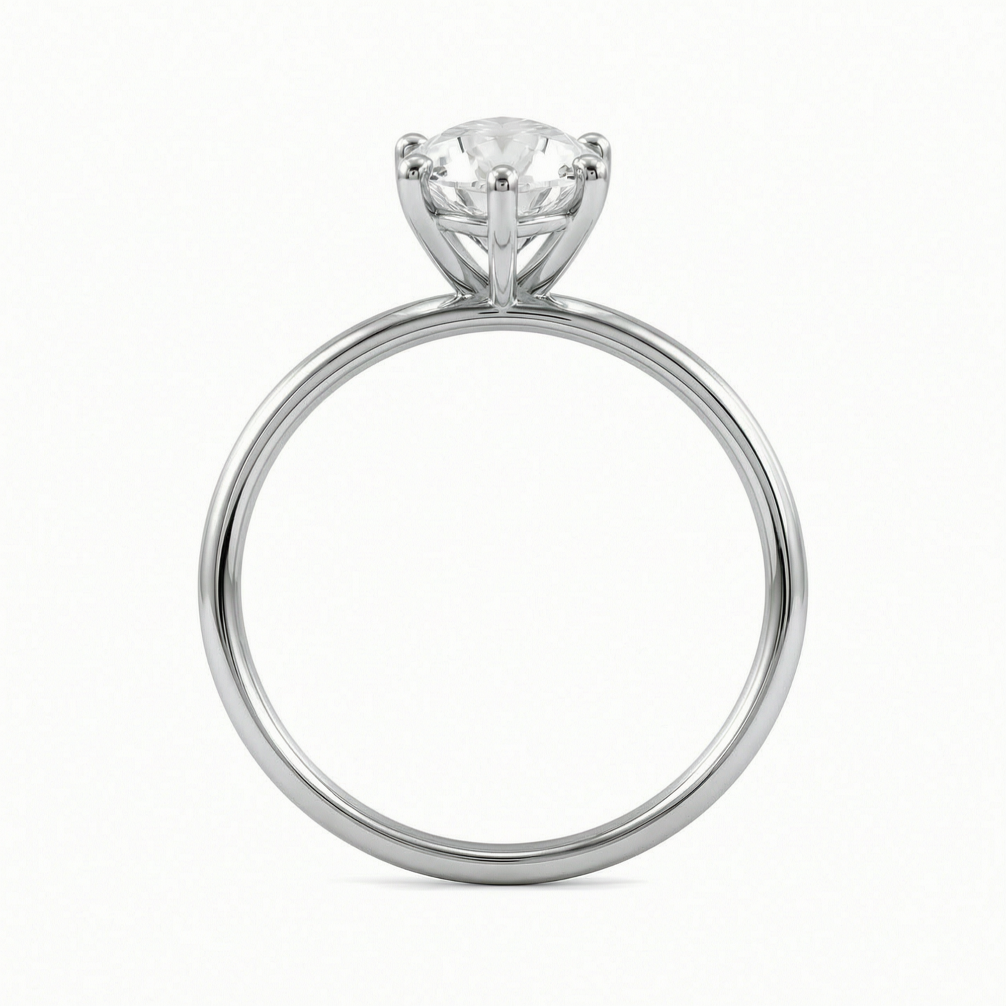 Moval Diamond Solitaire Hidden Halo Engagement Ring White Gold Side
