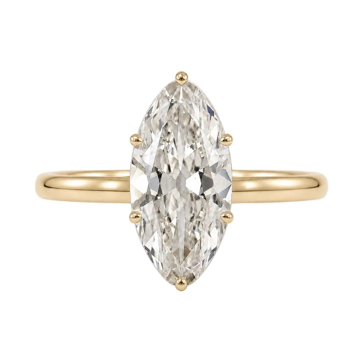 Moval Diamond Solitaire Hidden Halo Engagement Ring Yellow Gold