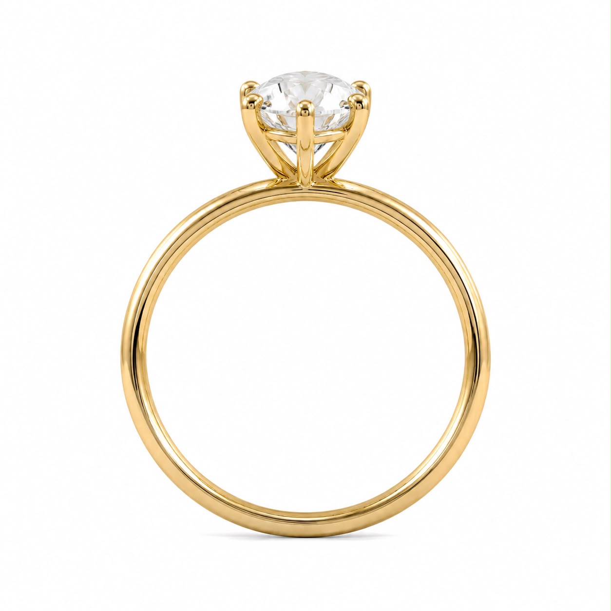 Moval Diamond Solitaire Hidden Halo Engagement Ring Yellow Gold Side