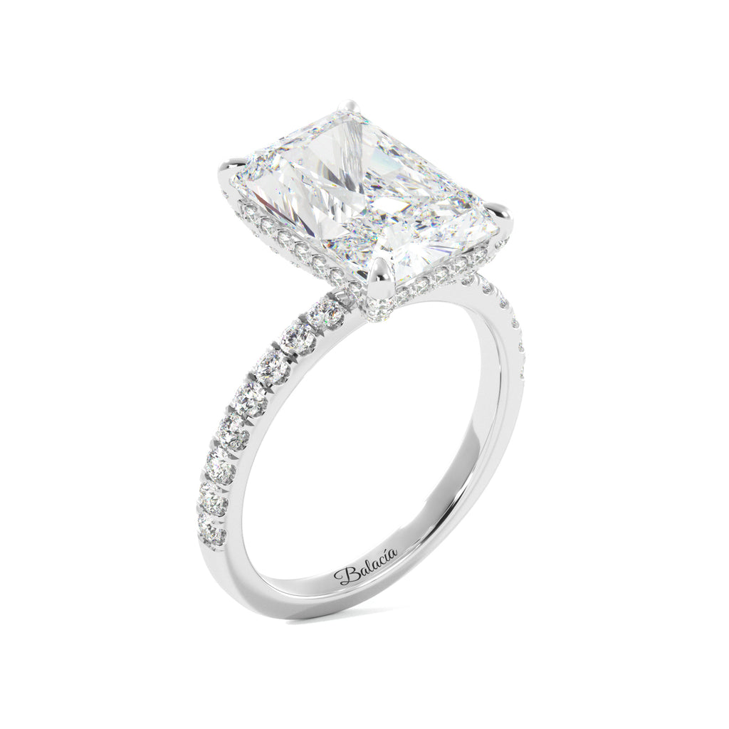 Radiant Cut 1/2 Eternity with Halo Engagement Ring