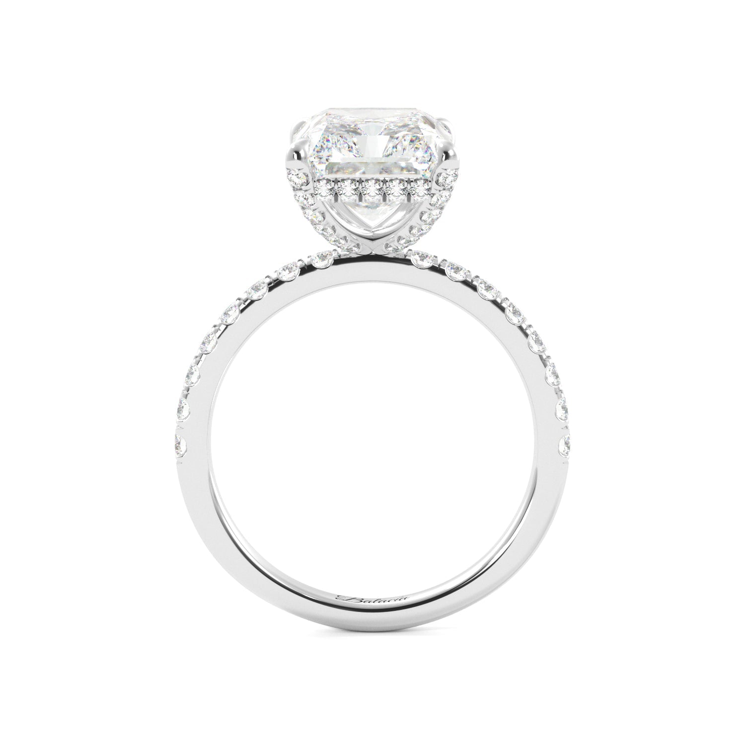 4 Carat Radiant Cut 1/2 Eternity with Hidden Halo Engagement Ring