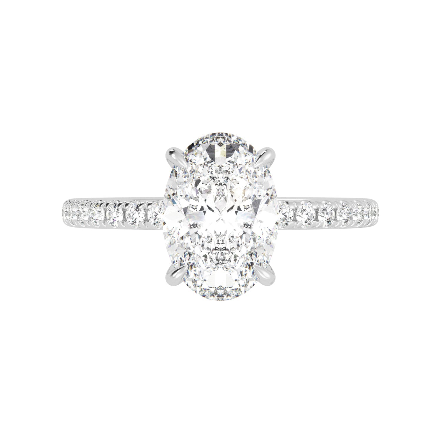 Oval Diamond Engagement Ring Four-Prong Basket Setting