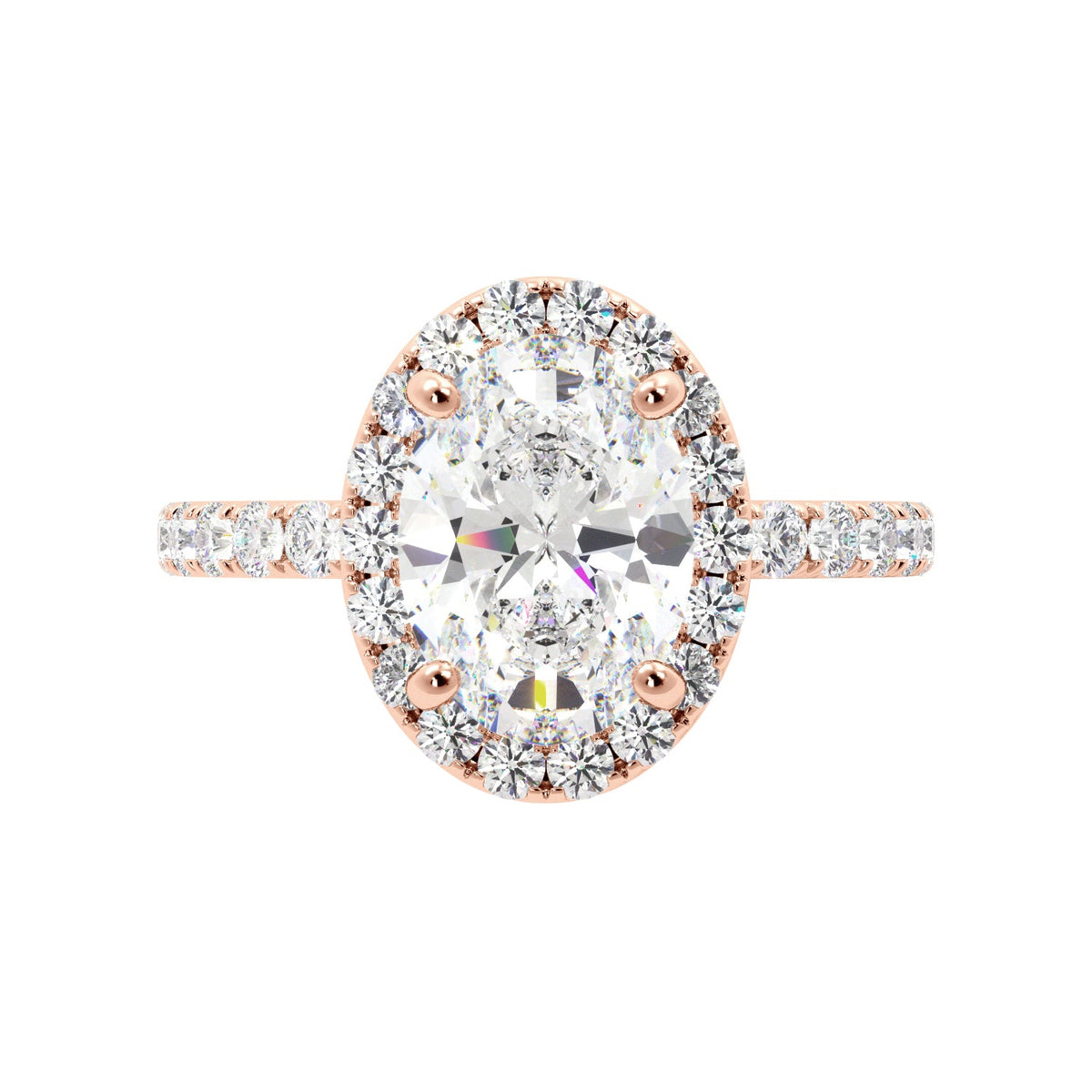 Oval Diamond Halo Engagement Ring Rose Gold