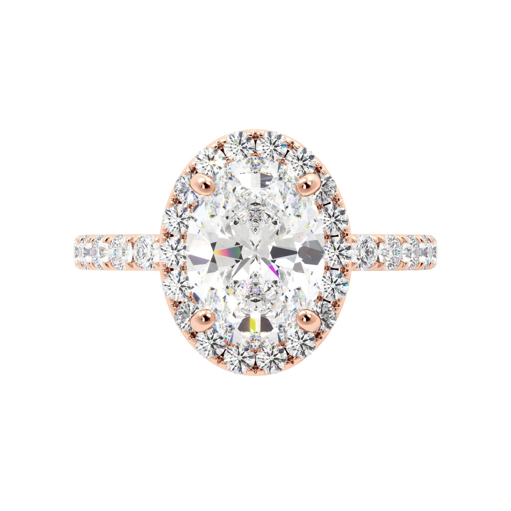 Oval Diamond Halo Engagement Ring Rose Gold