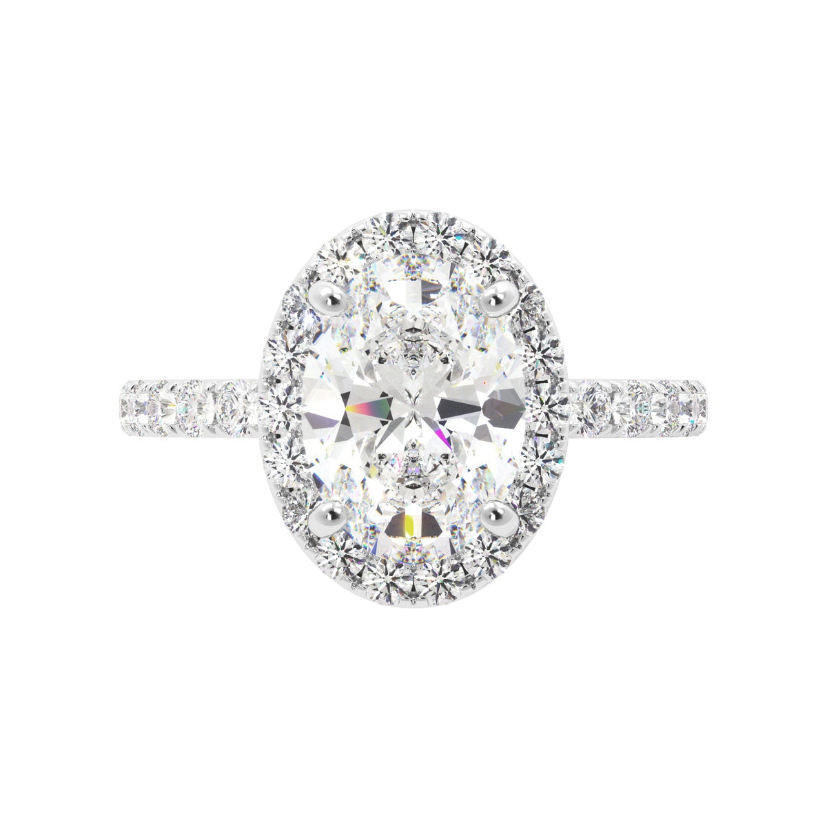 Oval Diamond Halo Engagement Ring White Gold