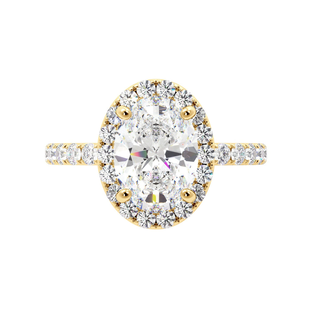 Oval Diamond Halo Engagement Ring Yellow Gold 