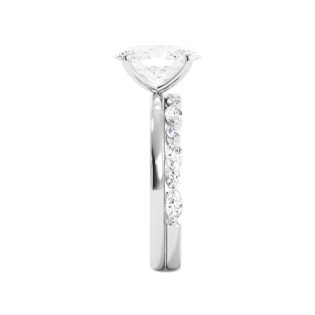 Oval Diamond Solitaire White Gold Ring Set Side View