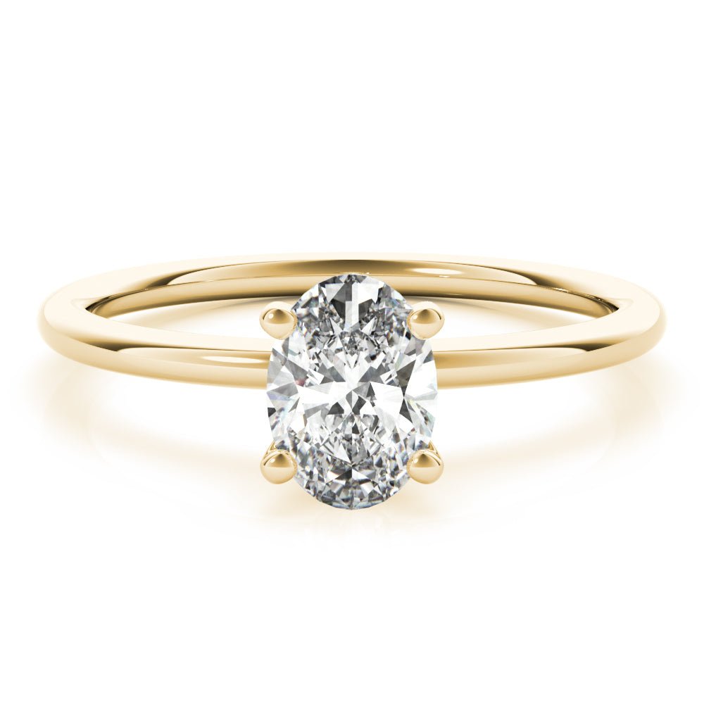 Oval Diamond Solitaire Yellow Gold Engagement Ring 