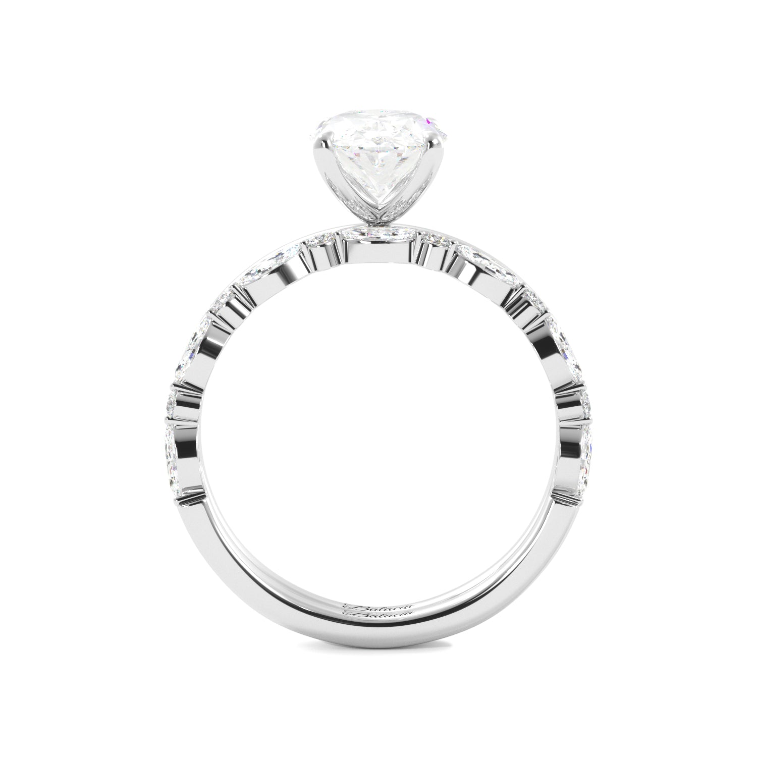 Oval Diamond White Gold Solitaire Ring Set