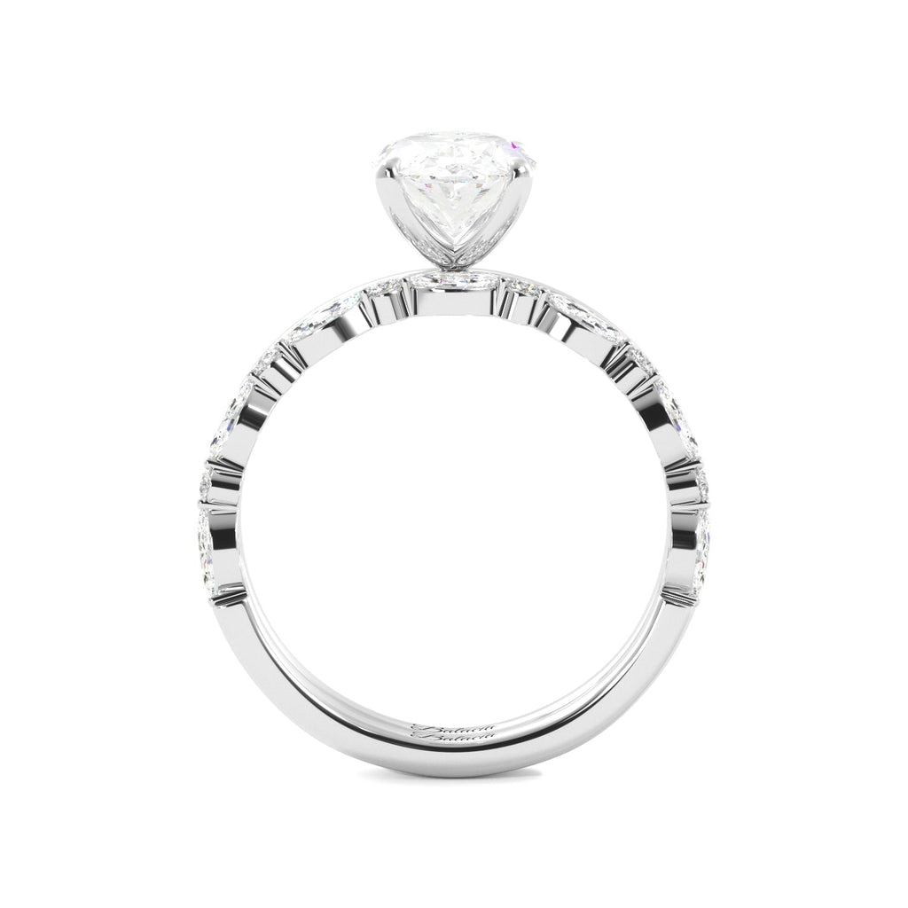 Oval Diamond White Gold Solitaire Ring Set