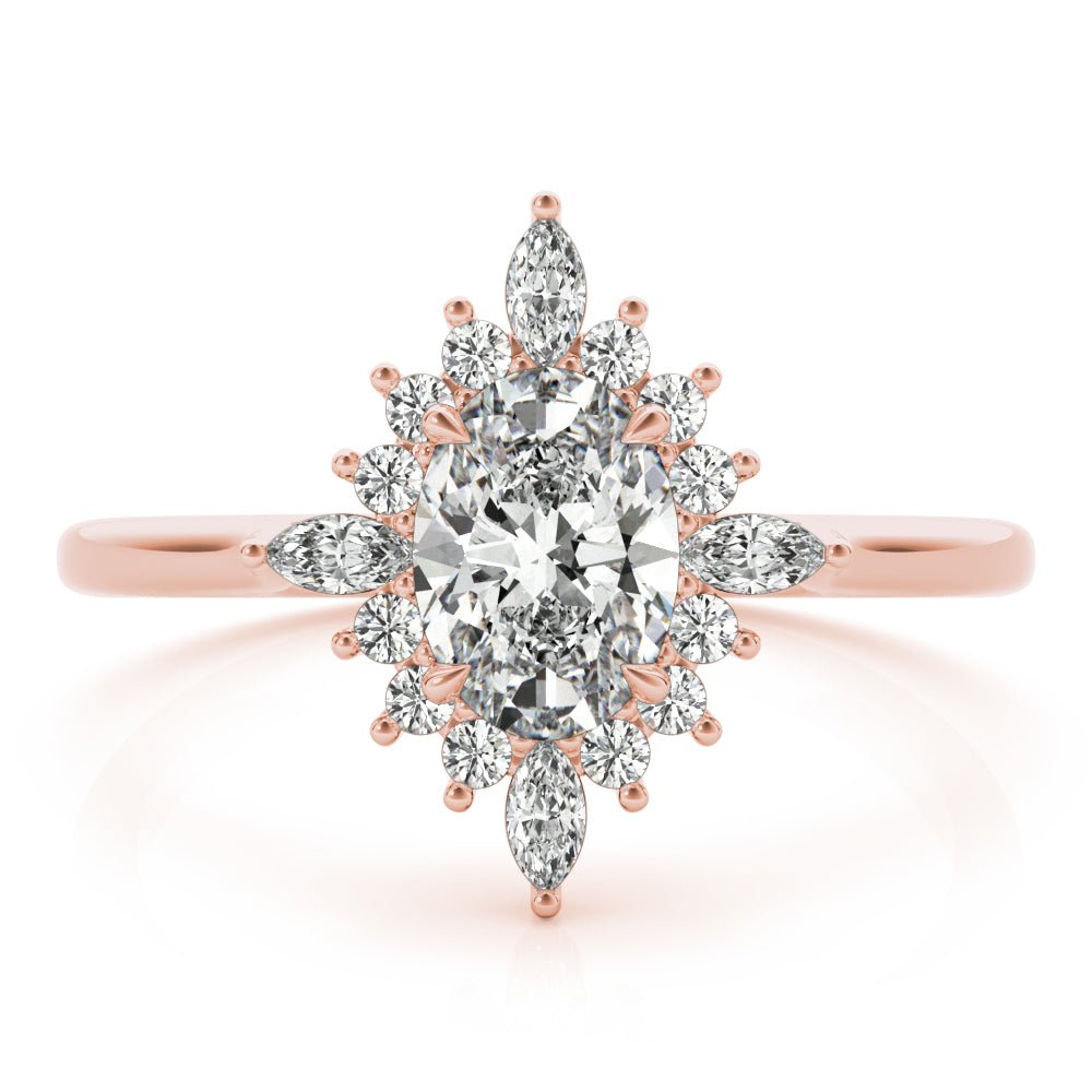 Oval Marquise Halo Rose Gold Engagement Ring