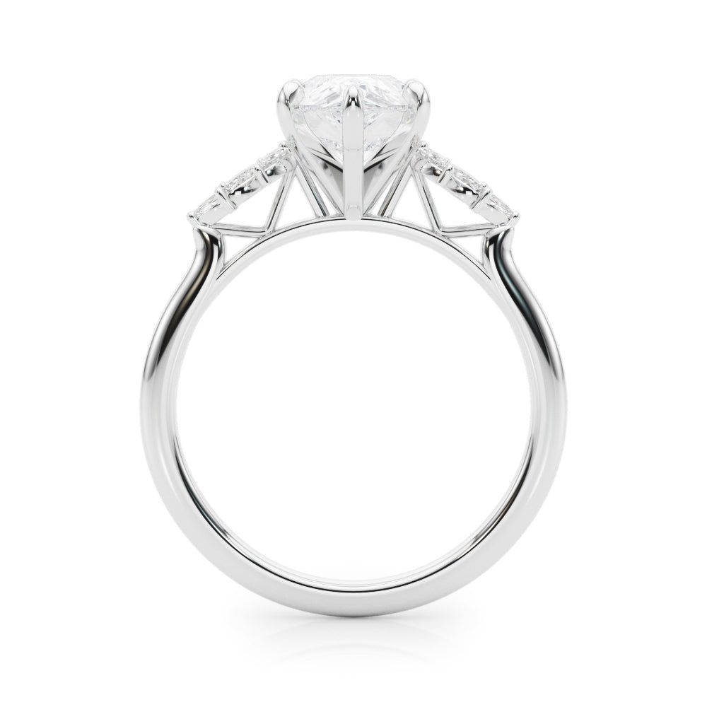 Pear Diamond Marquise Accents White Gold Engagement Ring Side