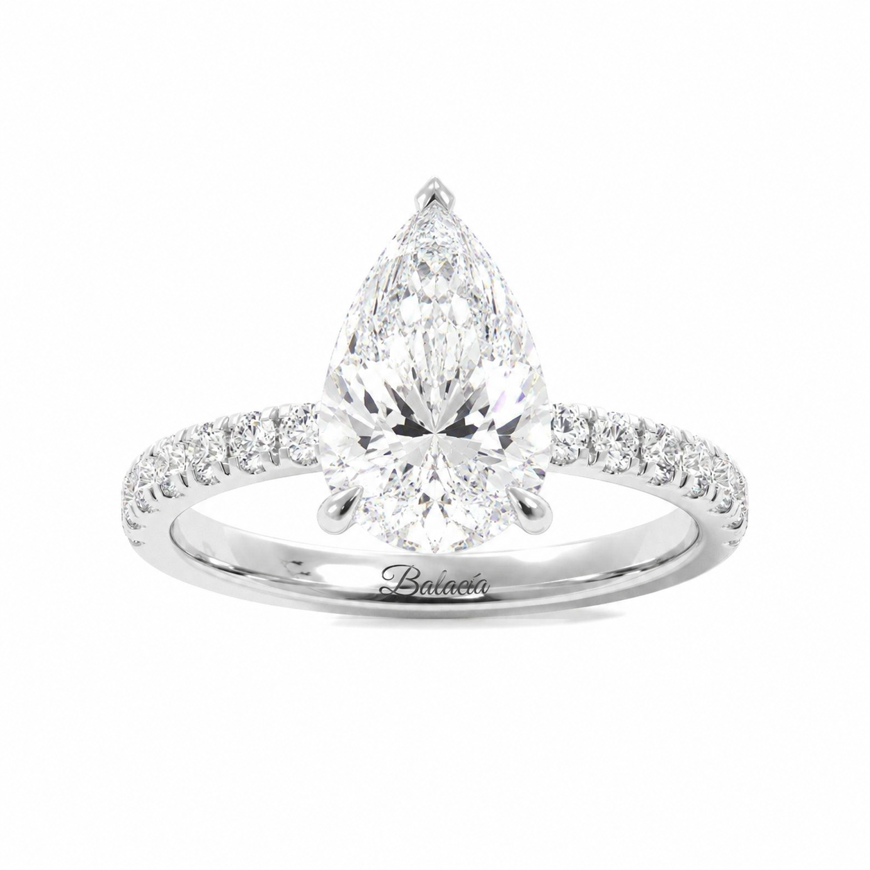 Pear lab diamond hidden halo engagement ring