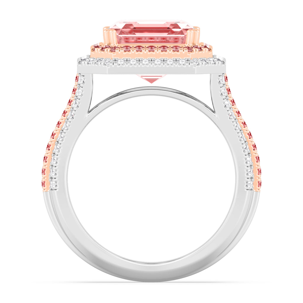 Pink Asscher Cut Diamond Engagement Ring