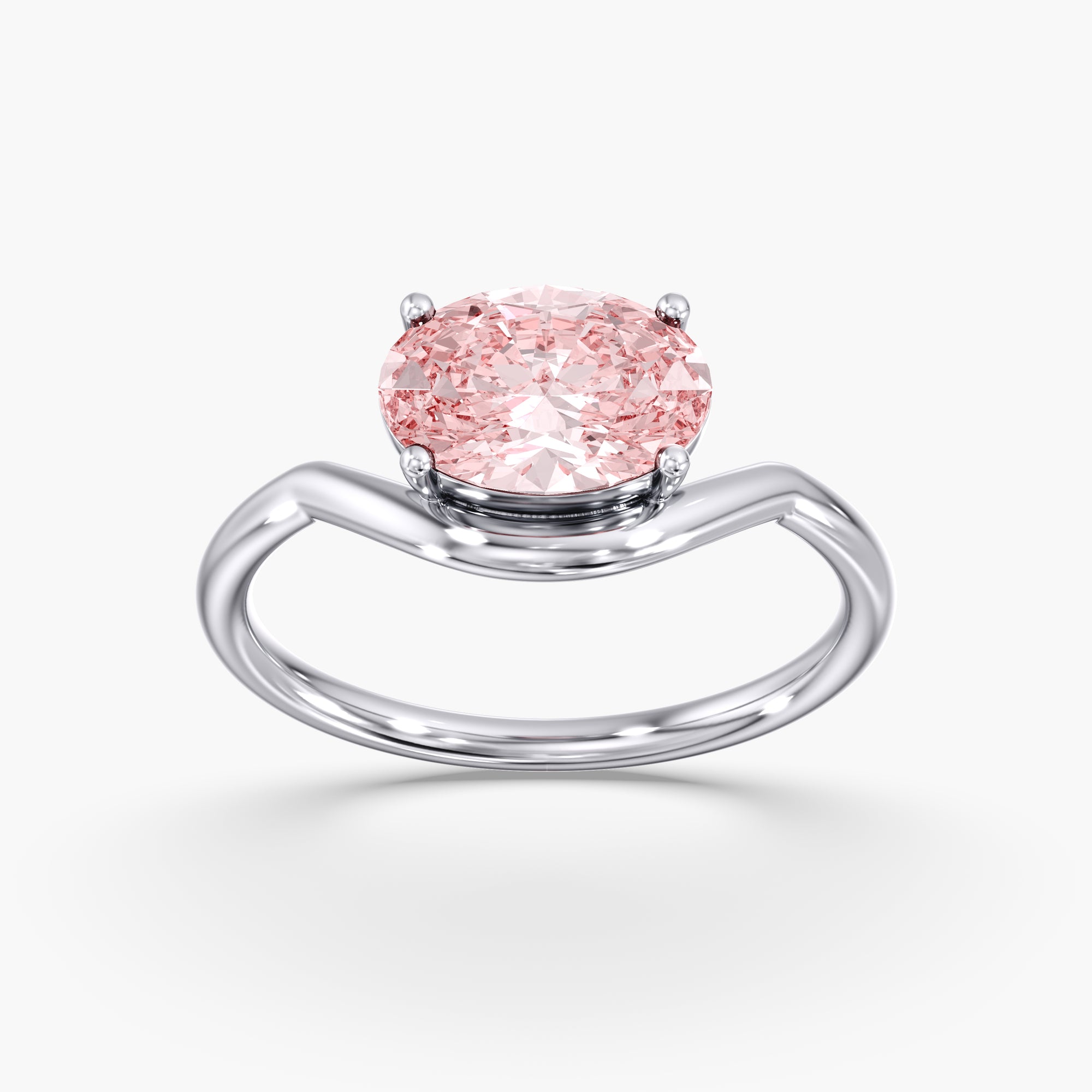 Pink Oval Diamond East West Ring