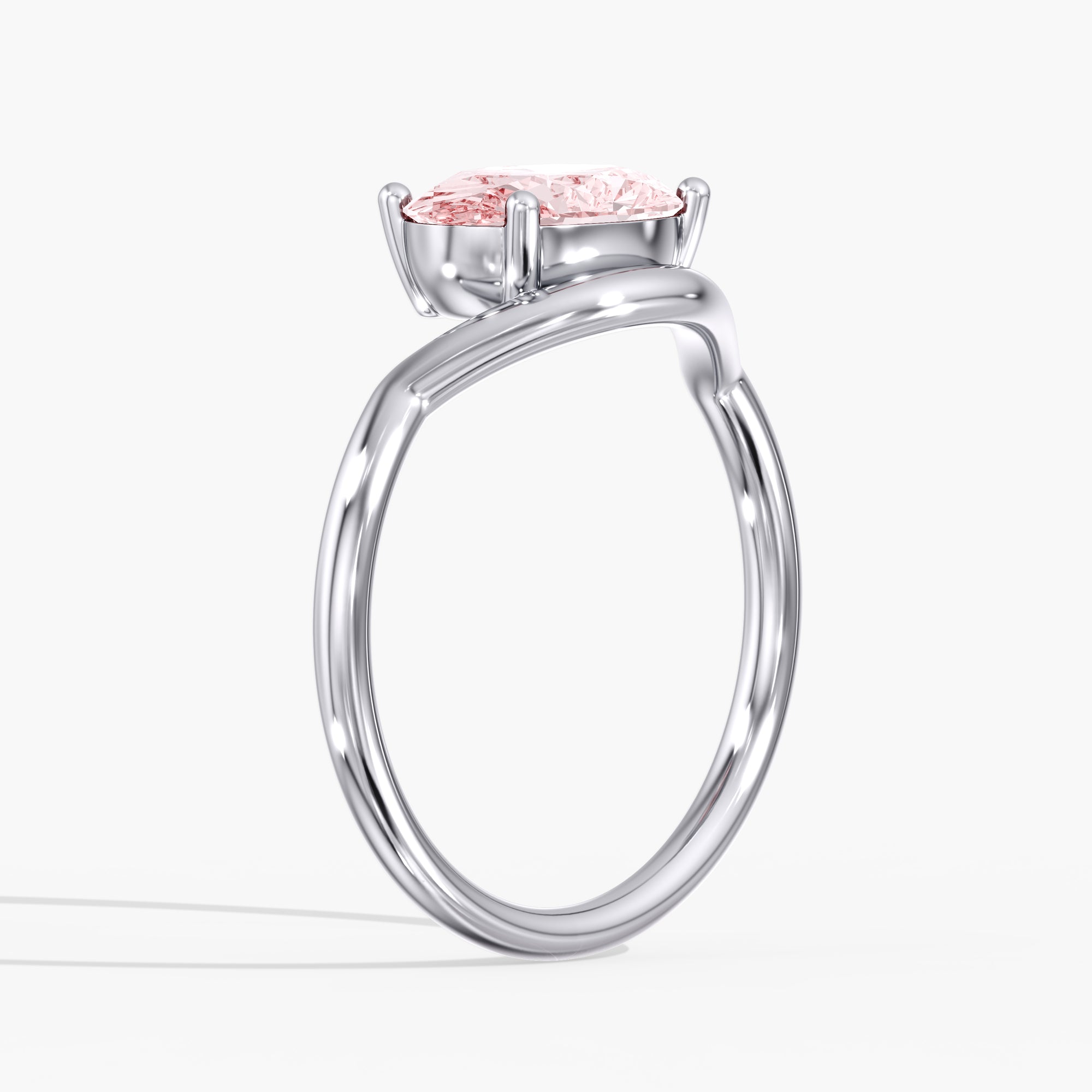 Pink Oval Diamond East West Ring Side Angle