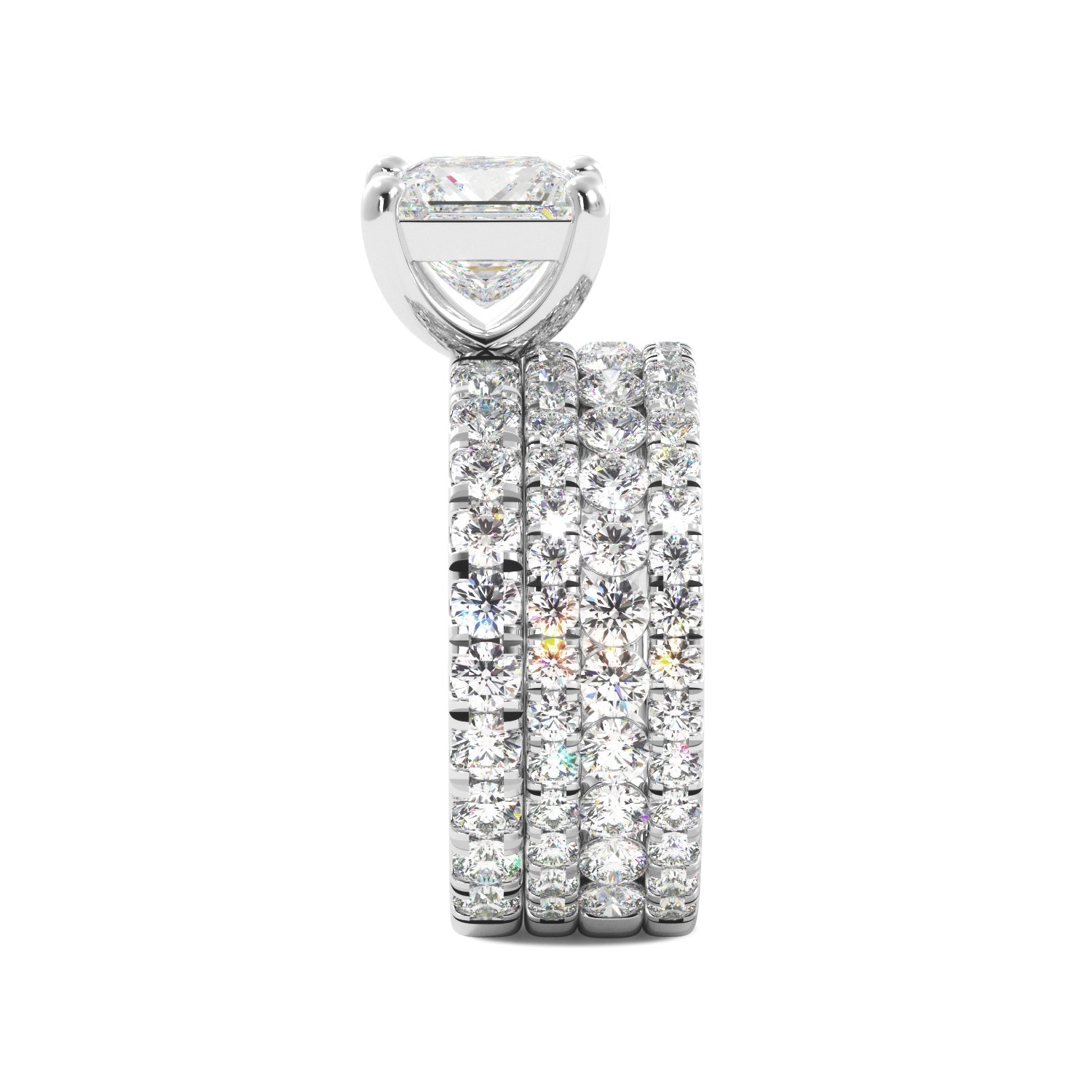 Princess Cut Diamond Engagement Ring Set Side View