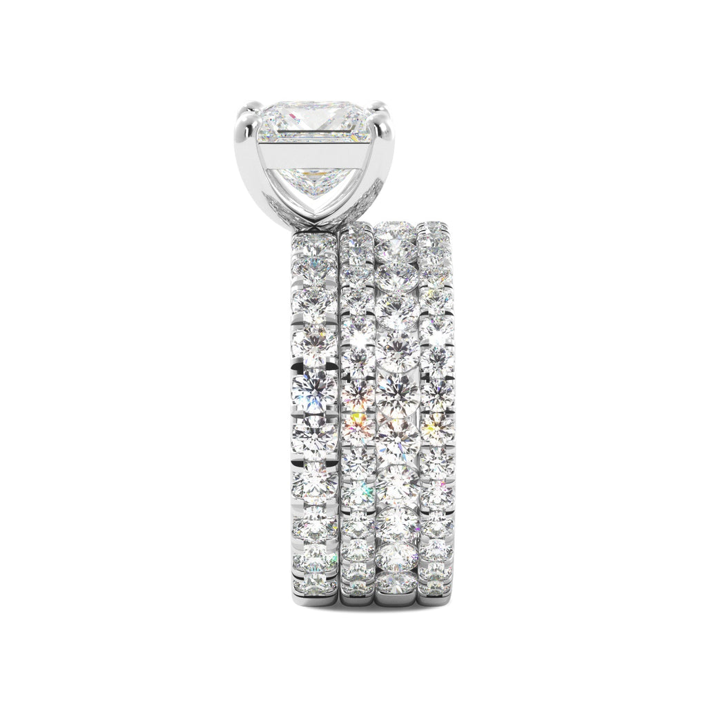 Princess Cut Diamond Engagement Ring Set Side View