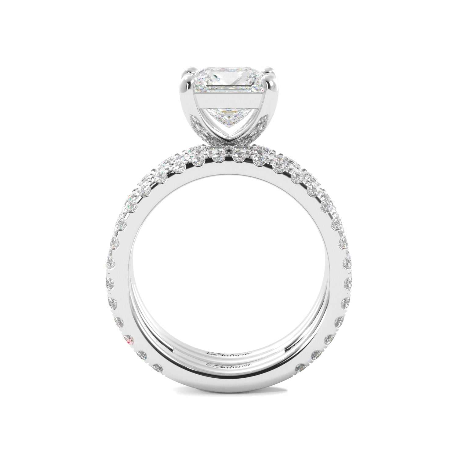 Princess Cut 3/4 Eternity Engagement Ring White Gold Set - Balacia