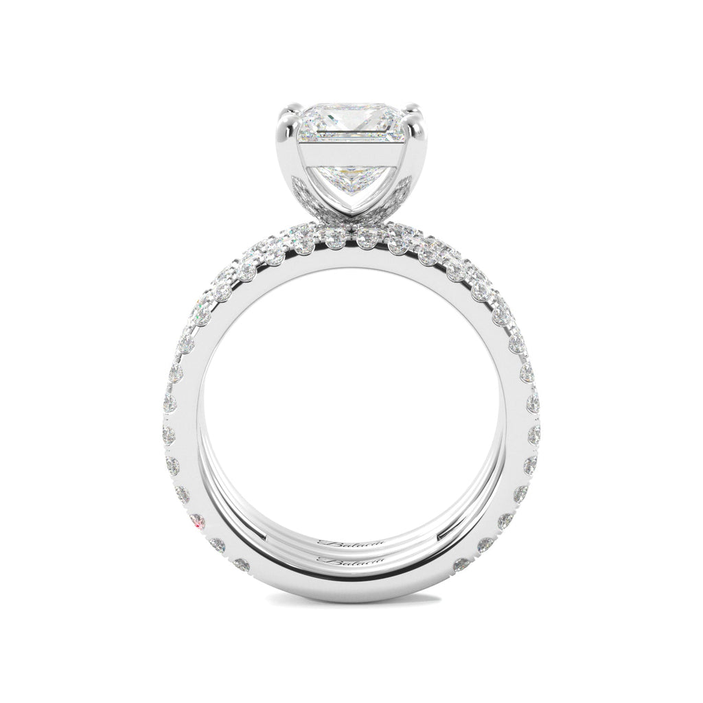 Princess Cut 3/4 Eternity Engagement Ring White Gold Set - Balacia